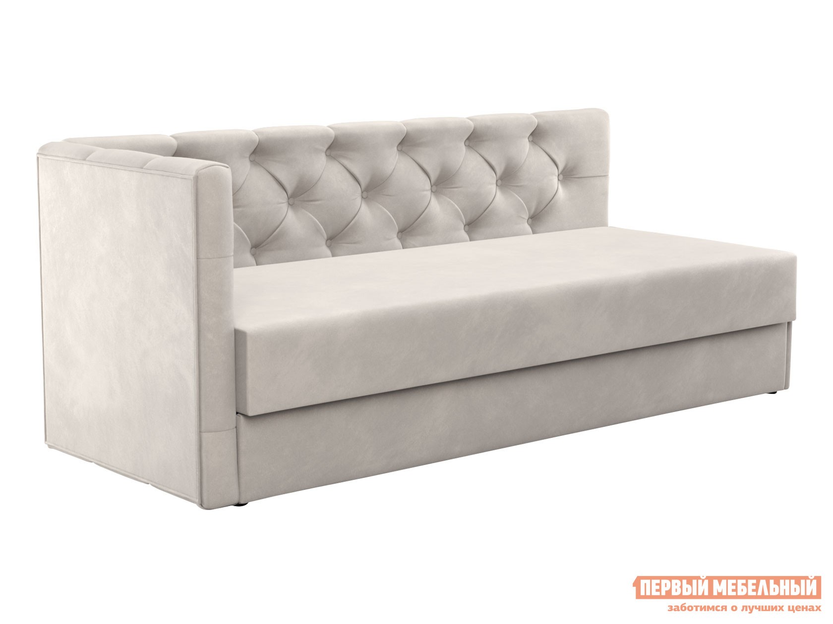 Прямой диван  Веста Бежевый, велюр