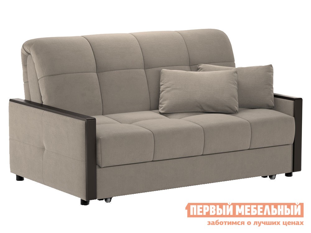 Прямой диван  Андреа Коричневый, велюр, 140х200 см, Независимый пружинный блок, С ящиком