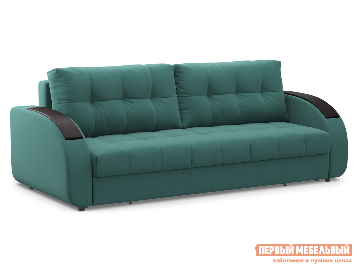 Прямой диван  Долар Зеленый, велюр, Независимый пружинный блок