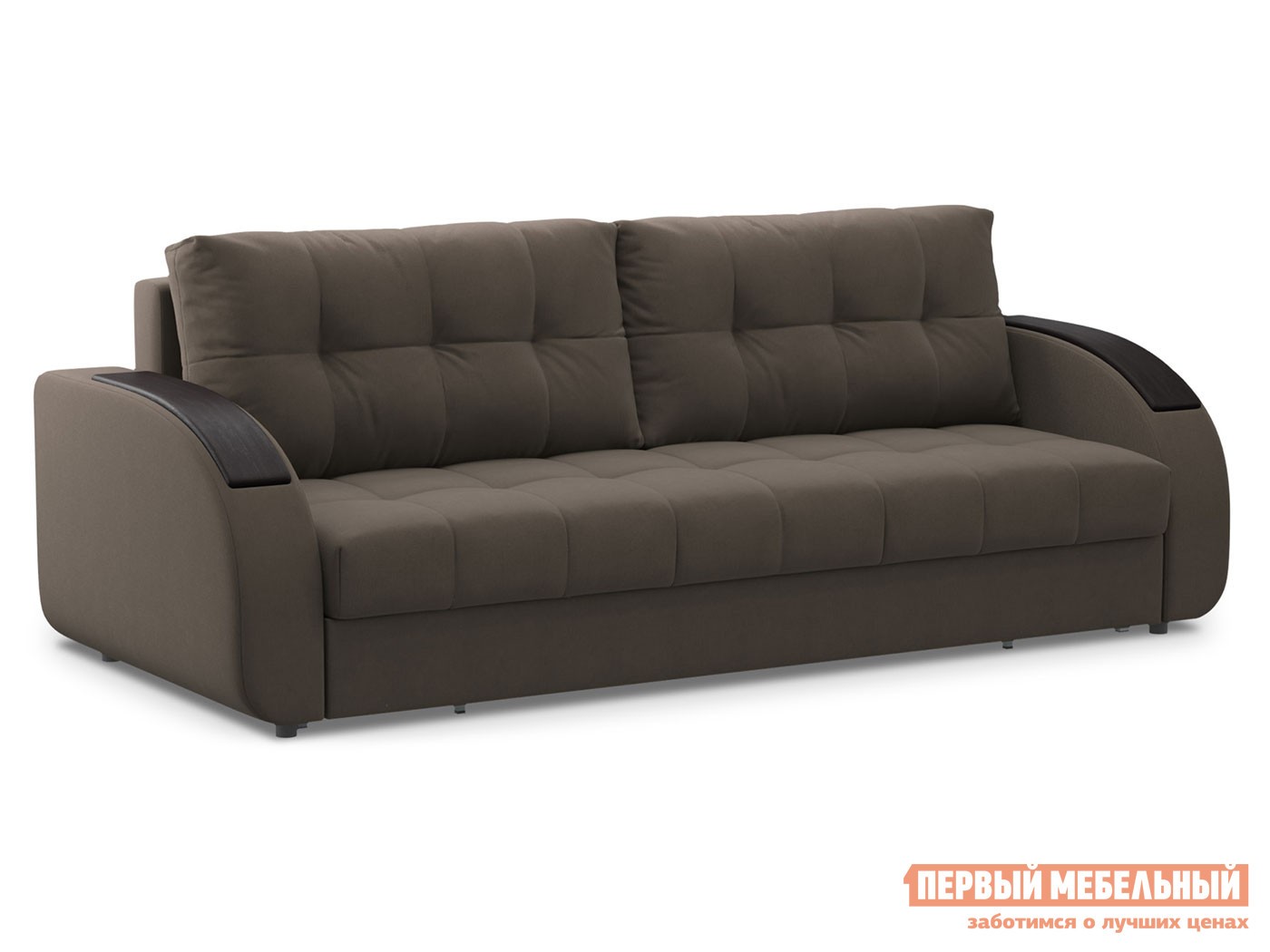 Прямой диван  Долар Коричневый, велюр, Независимый пружинный блок