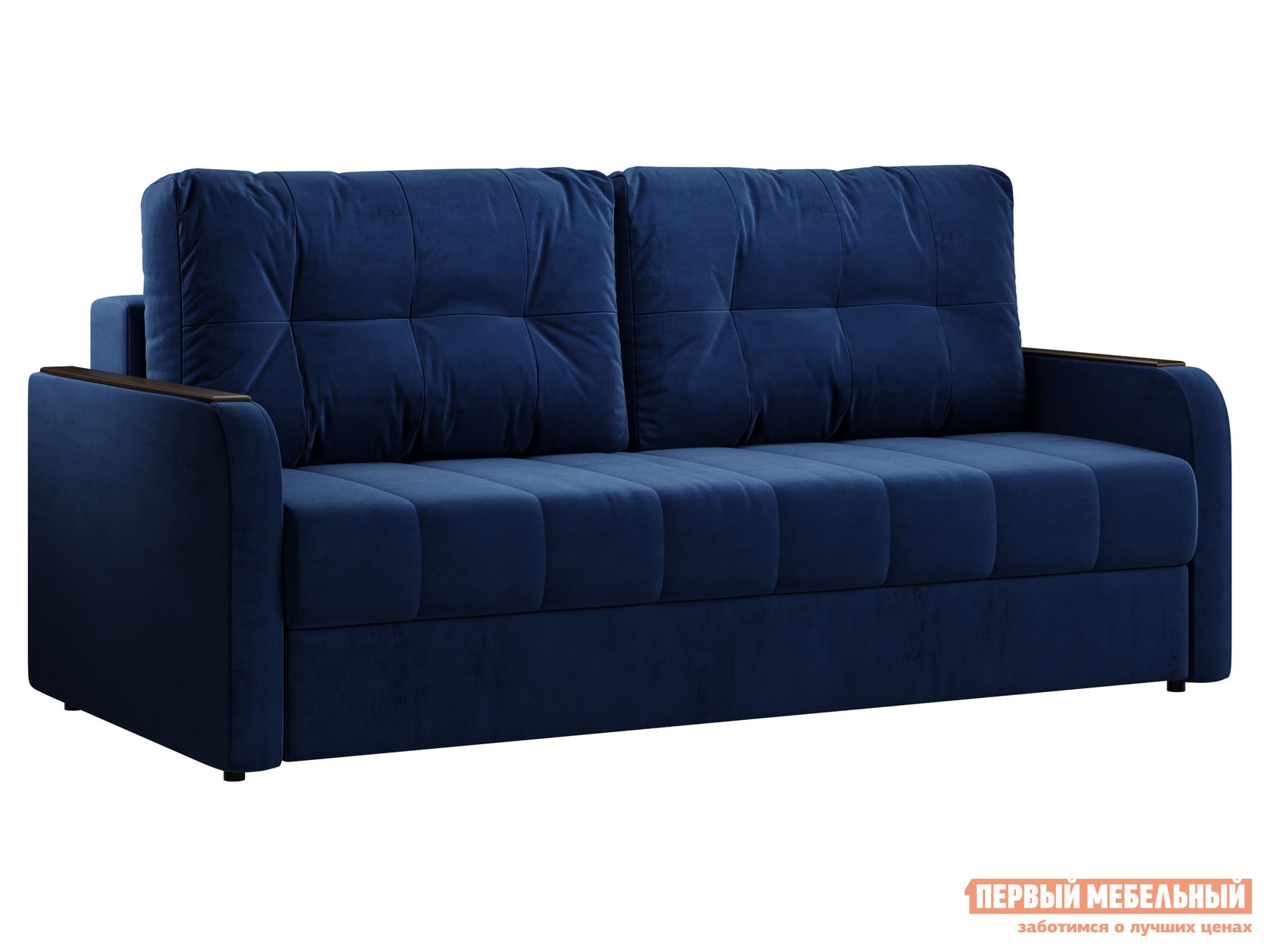 Прямой диван  Аффи Синий, велюр