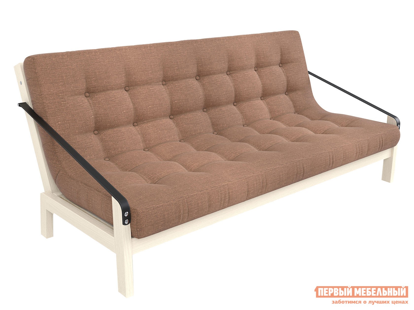 Прямой диван  Локи Дуб беленый / Коричневый, рогожка