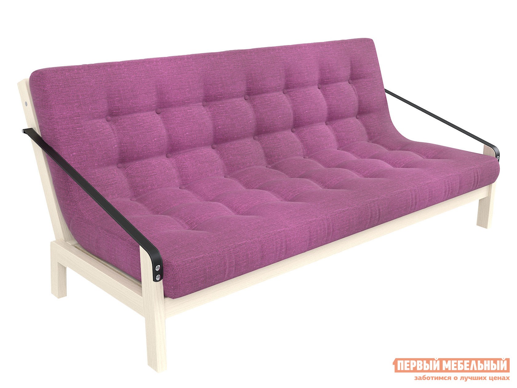 Прямой диван  Локи Дуб беленый / Фиолетовый, рогожка