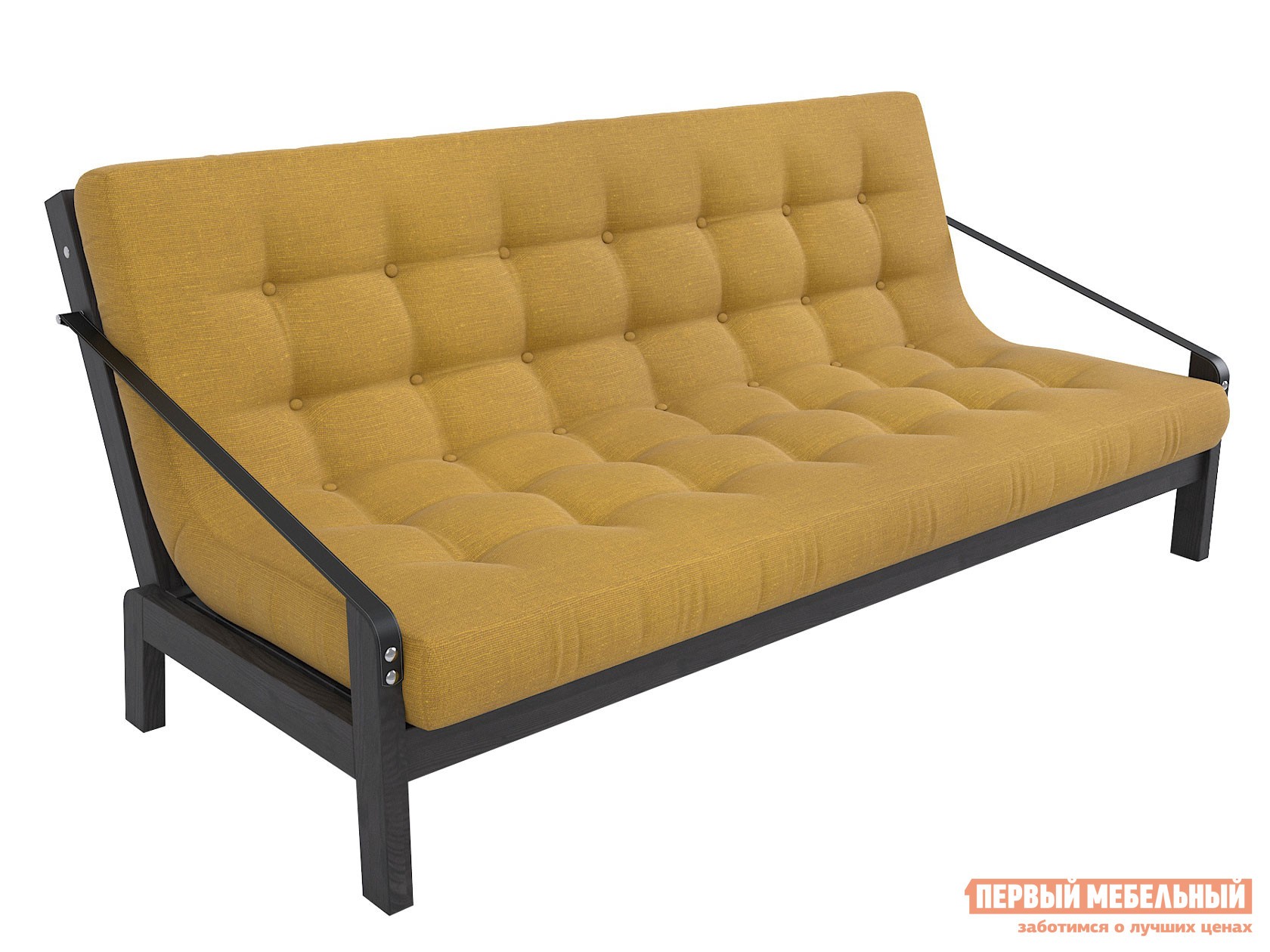 Прямой диван  Локи Венге / Желтый, рогожка
