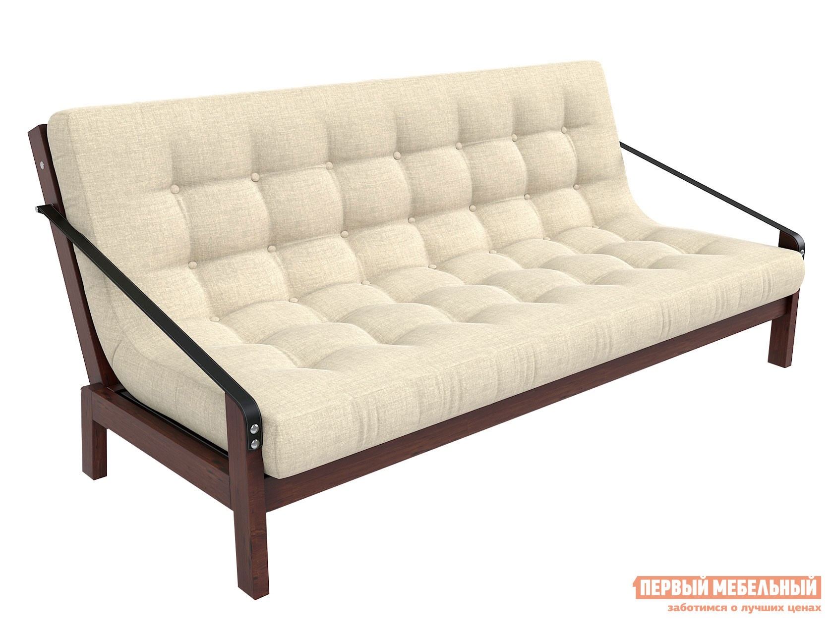 Прямой диван  Локи Орех / Бежевый, рогожка