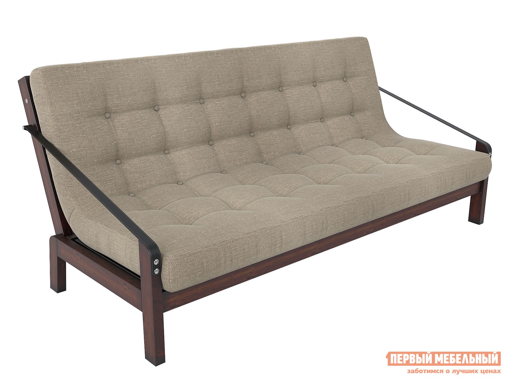 Прямой диван  Локи Орех / Темно-бежевый, рогожка