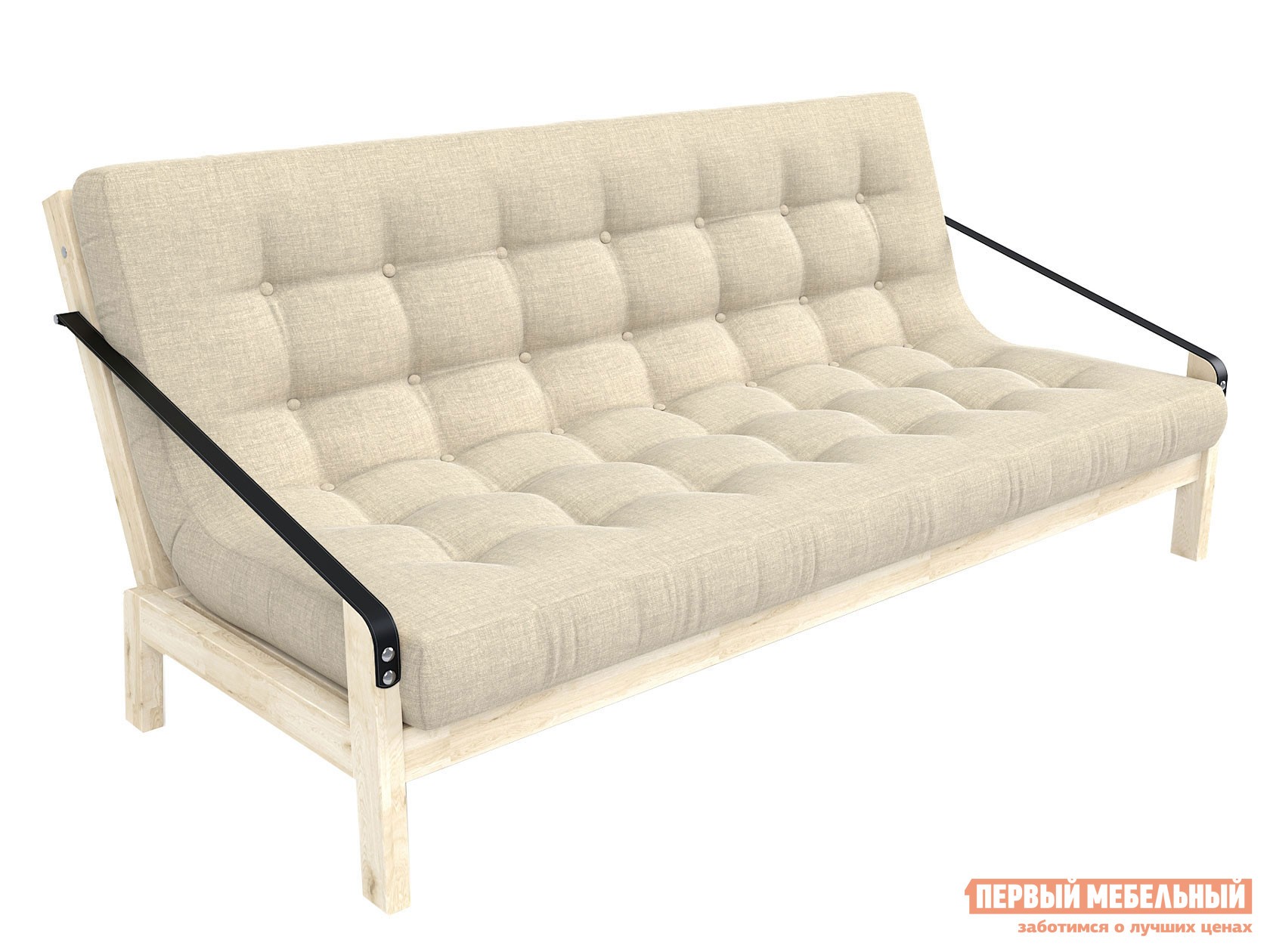 Прямой диван  Локи Сосна натуральная / Бежевый, рогожка