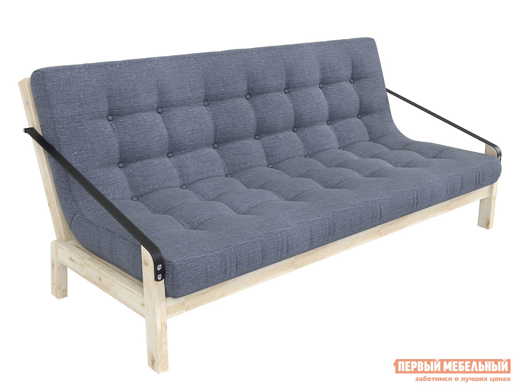 Прямой диван  Локи Сосна натуральная / Графитовый, рогожка
