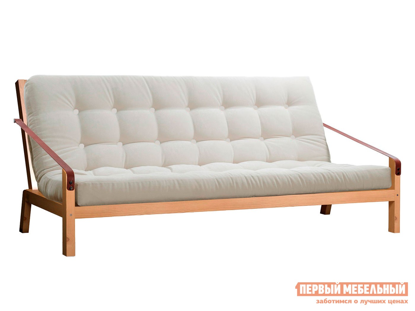 Прямой диван  Локи Сосна натуральная / Белый, рогожка