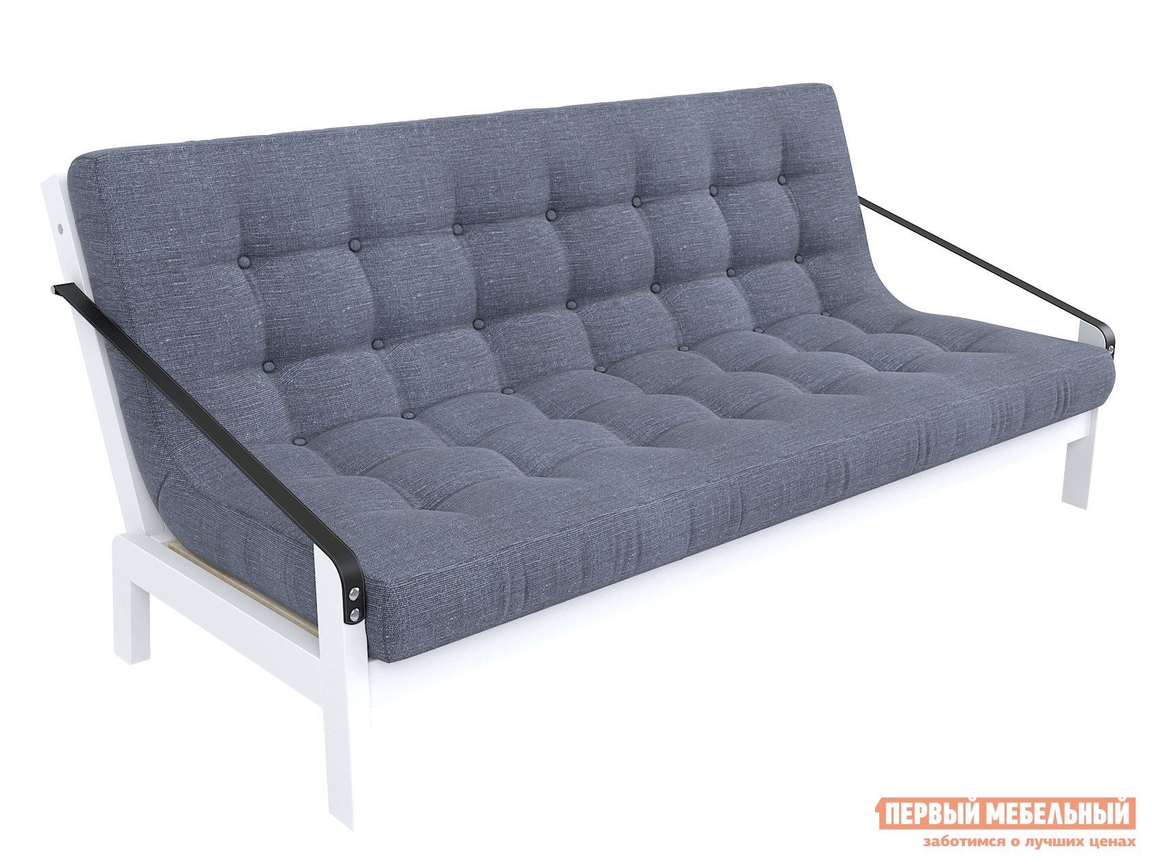 Прямой диван  Локи Белая эмаль / Графитовый, рогожка