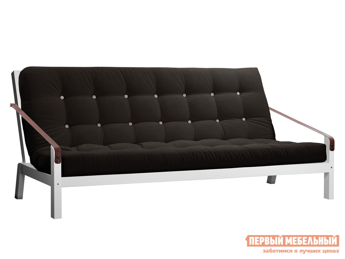 Прямой диван  Локи Белая эмаль / Черный, вельвет