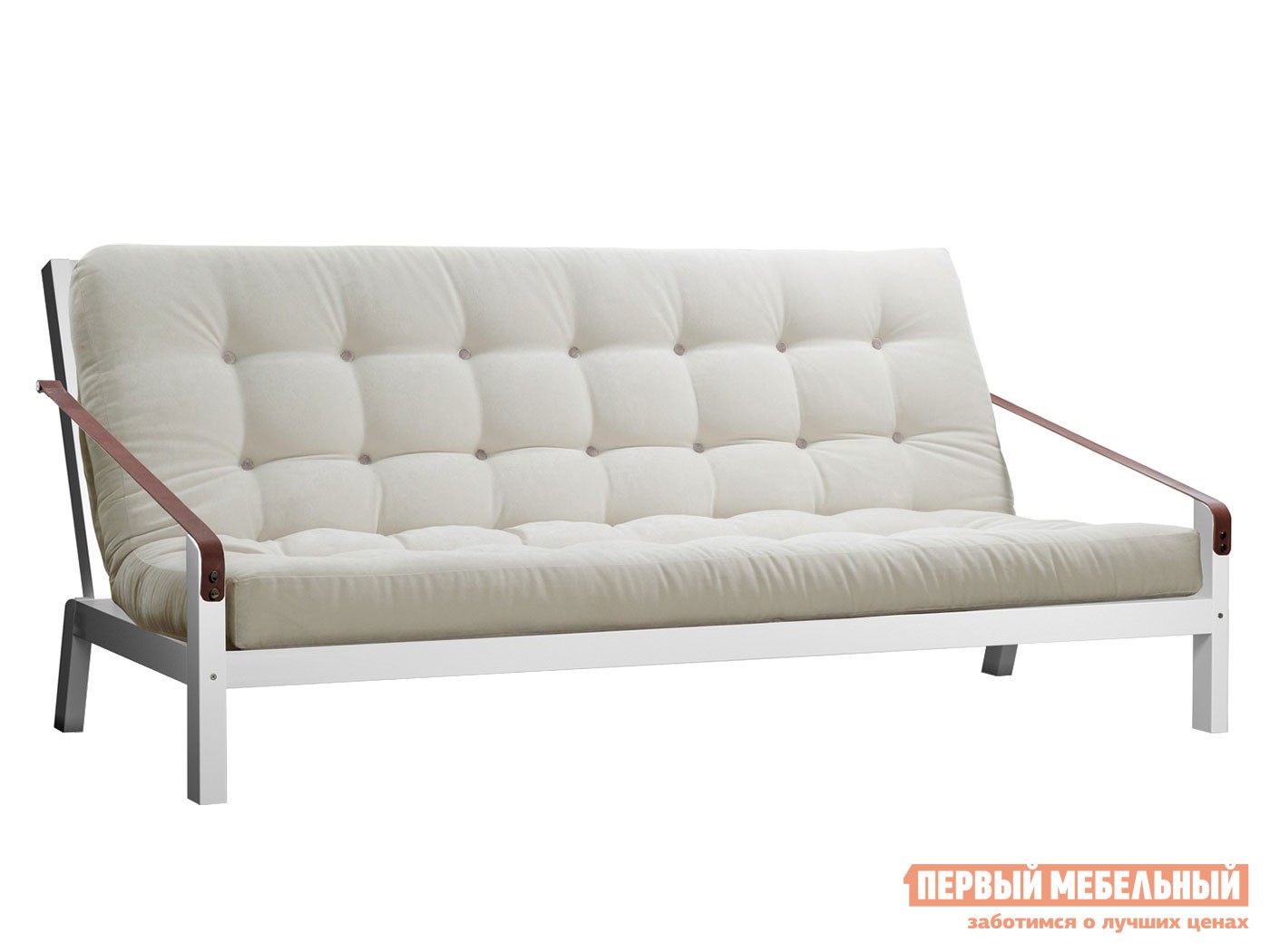 Прямой диван  Локи Белая эмаль / Белый, вельвет