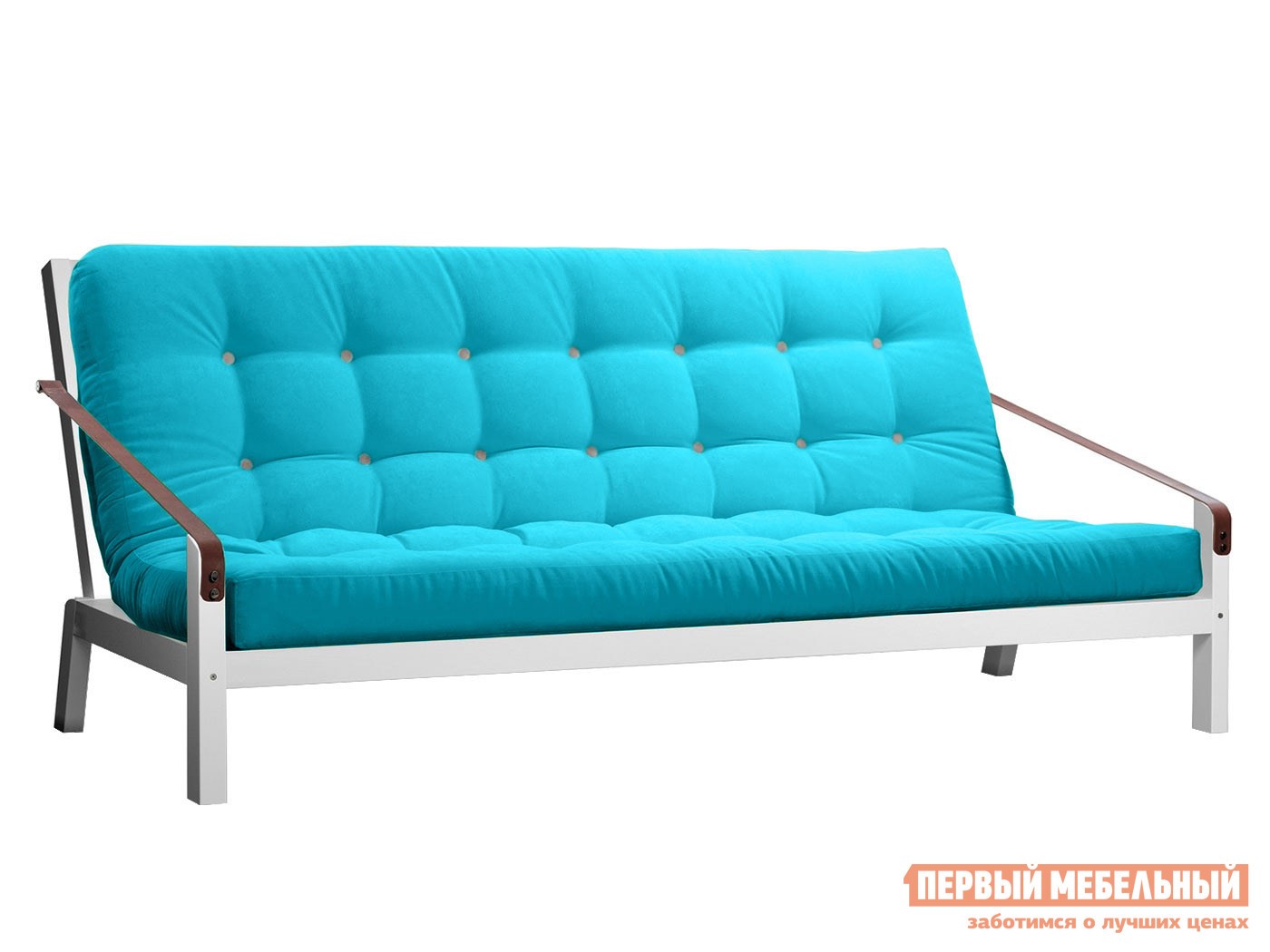 Прямой диван  Локи Белая эмаль / Болотный, вельвет