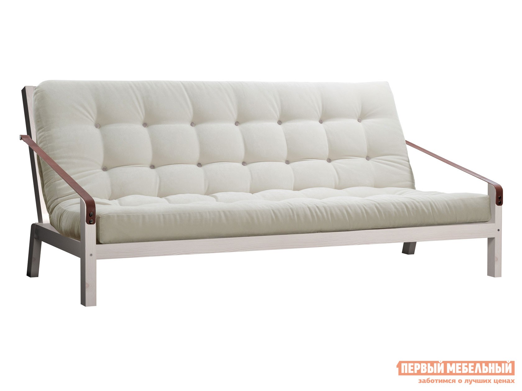 Прямой диван  Локи Дуб беленый, Белый, вельвет