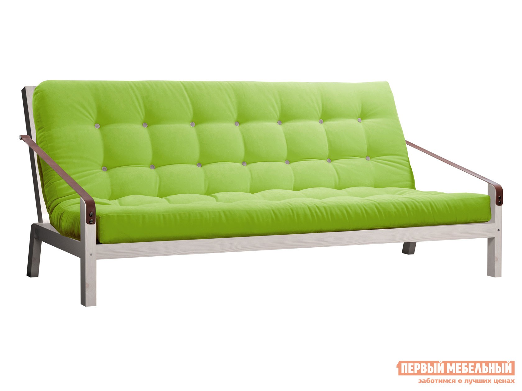 Прямой диван  Локи Дуб беленый, Салатовый, вельвет