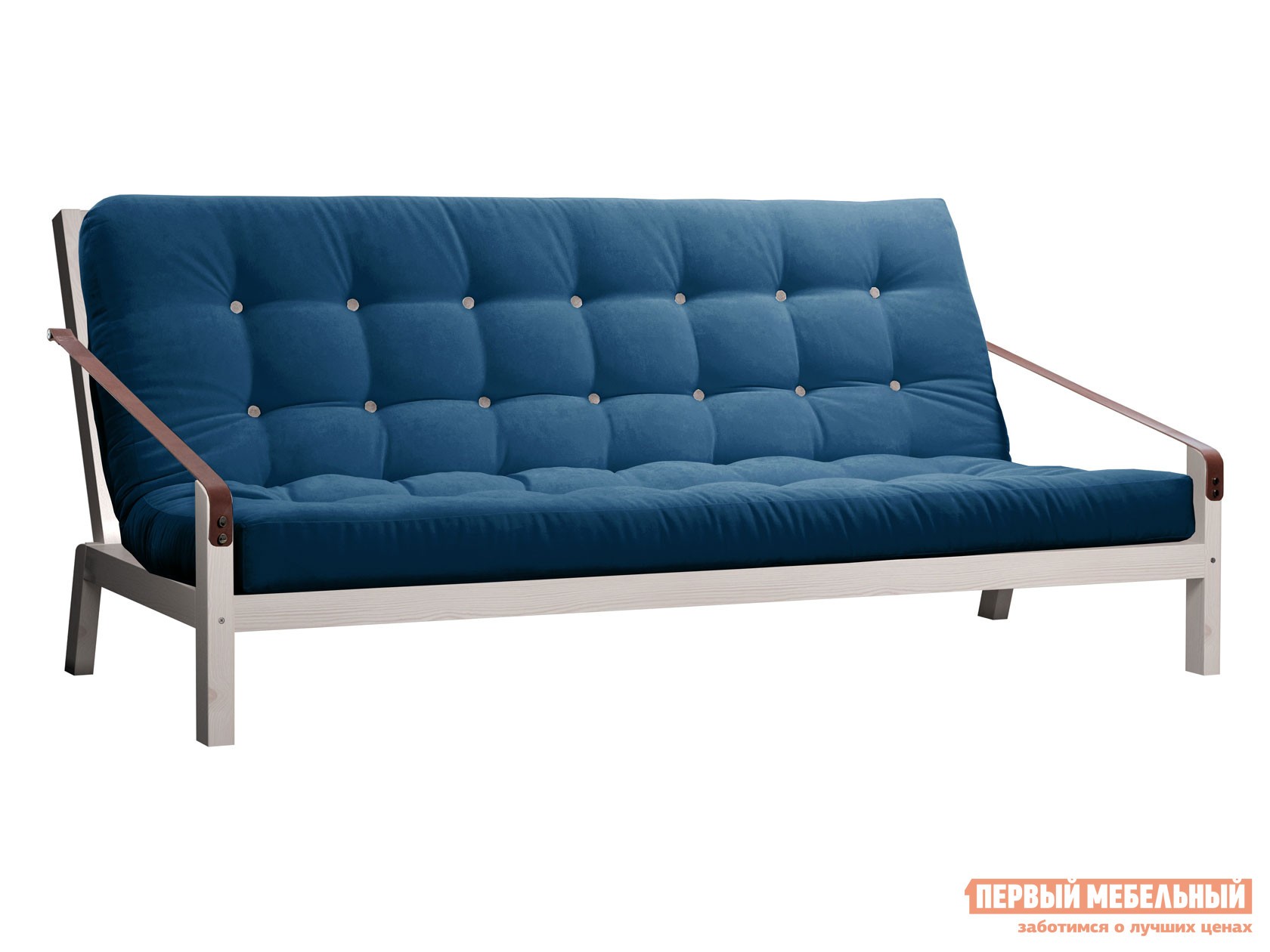 Прямой диван  Локи Дуб беленый, Синий, вельвет