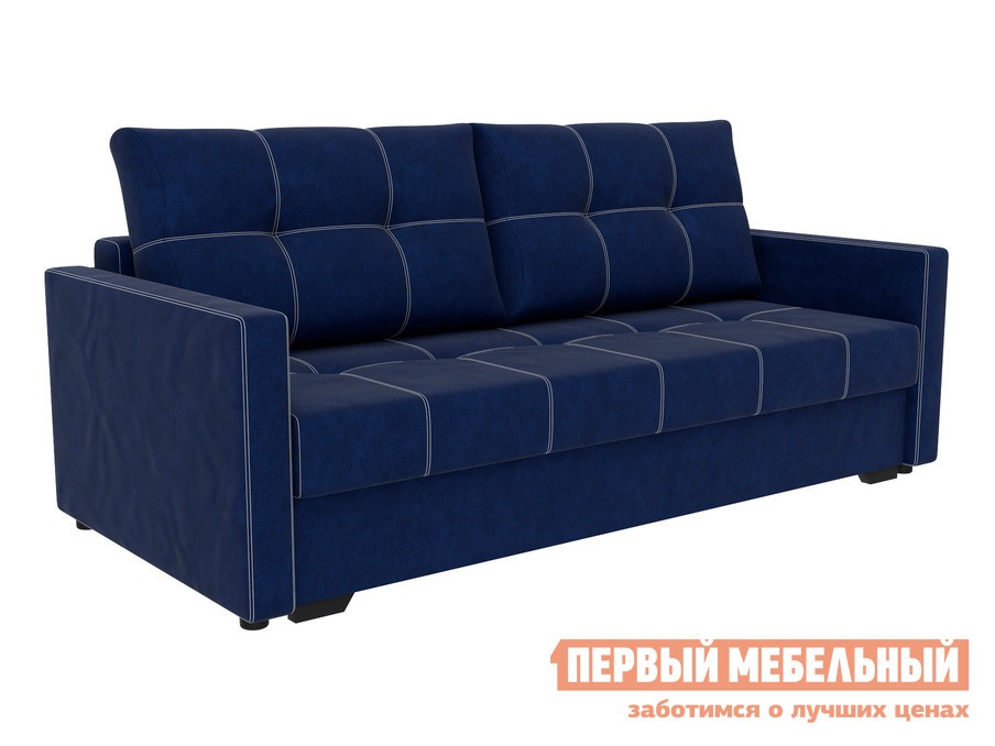 Прямой диван  Гранд Синий, велюр