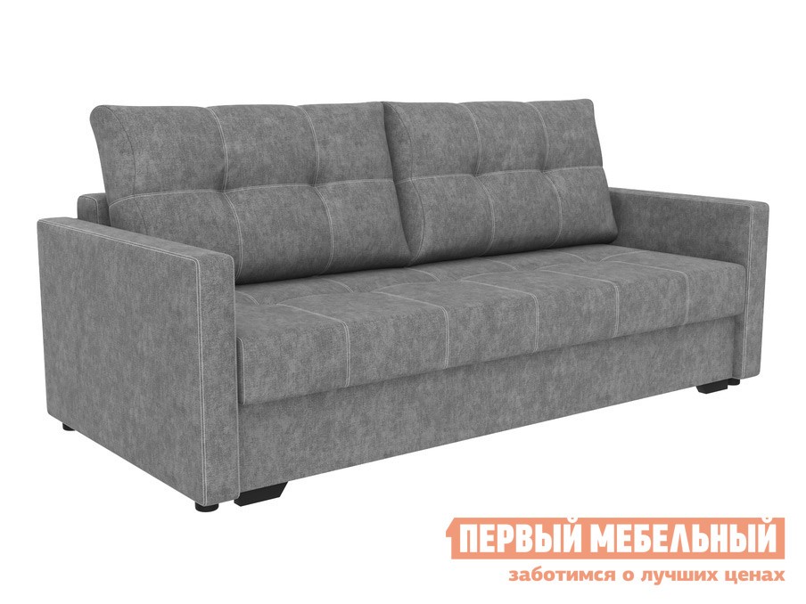 Прямой диван  Гранд Серый, велюр