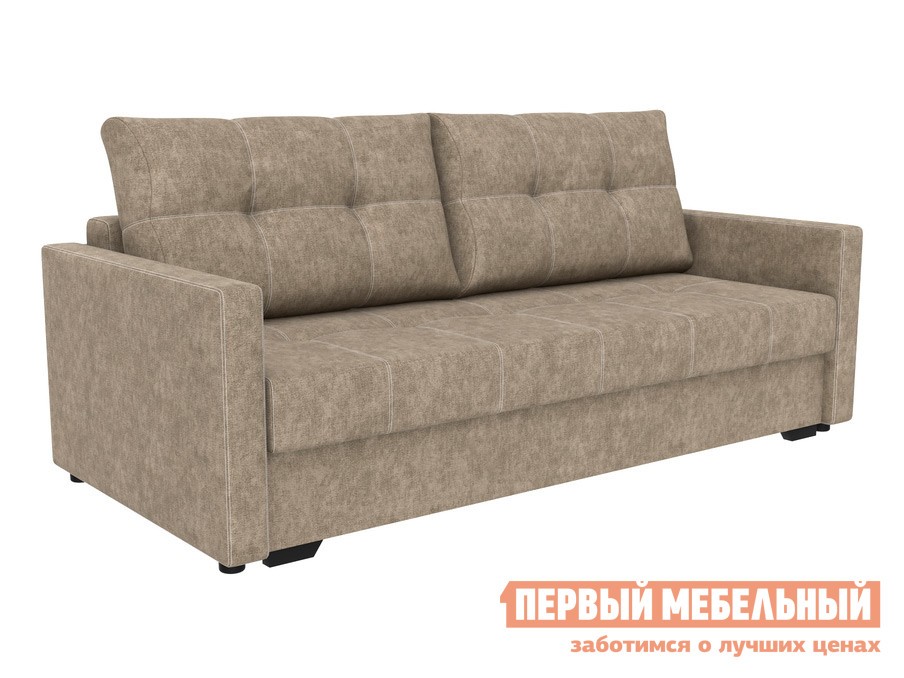 Прямой диван  Гранд Бежевый, велюр