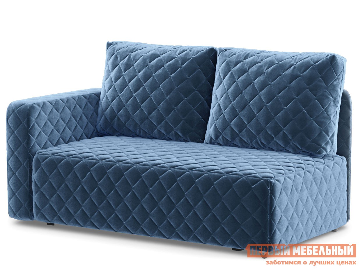 Прямой диван  Мортон Синий, велюр, Левая