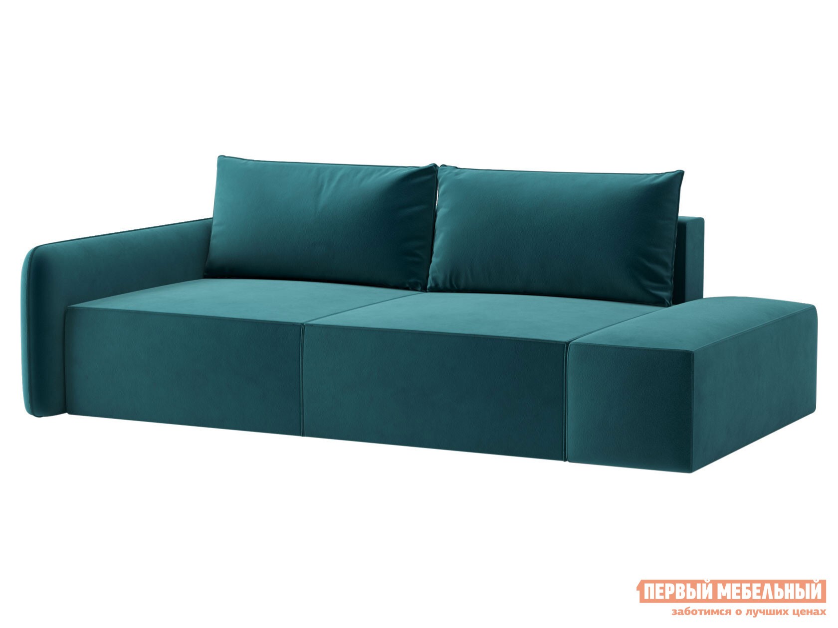 Прямой диван  Портленд Изумрудный, велюр, Правая