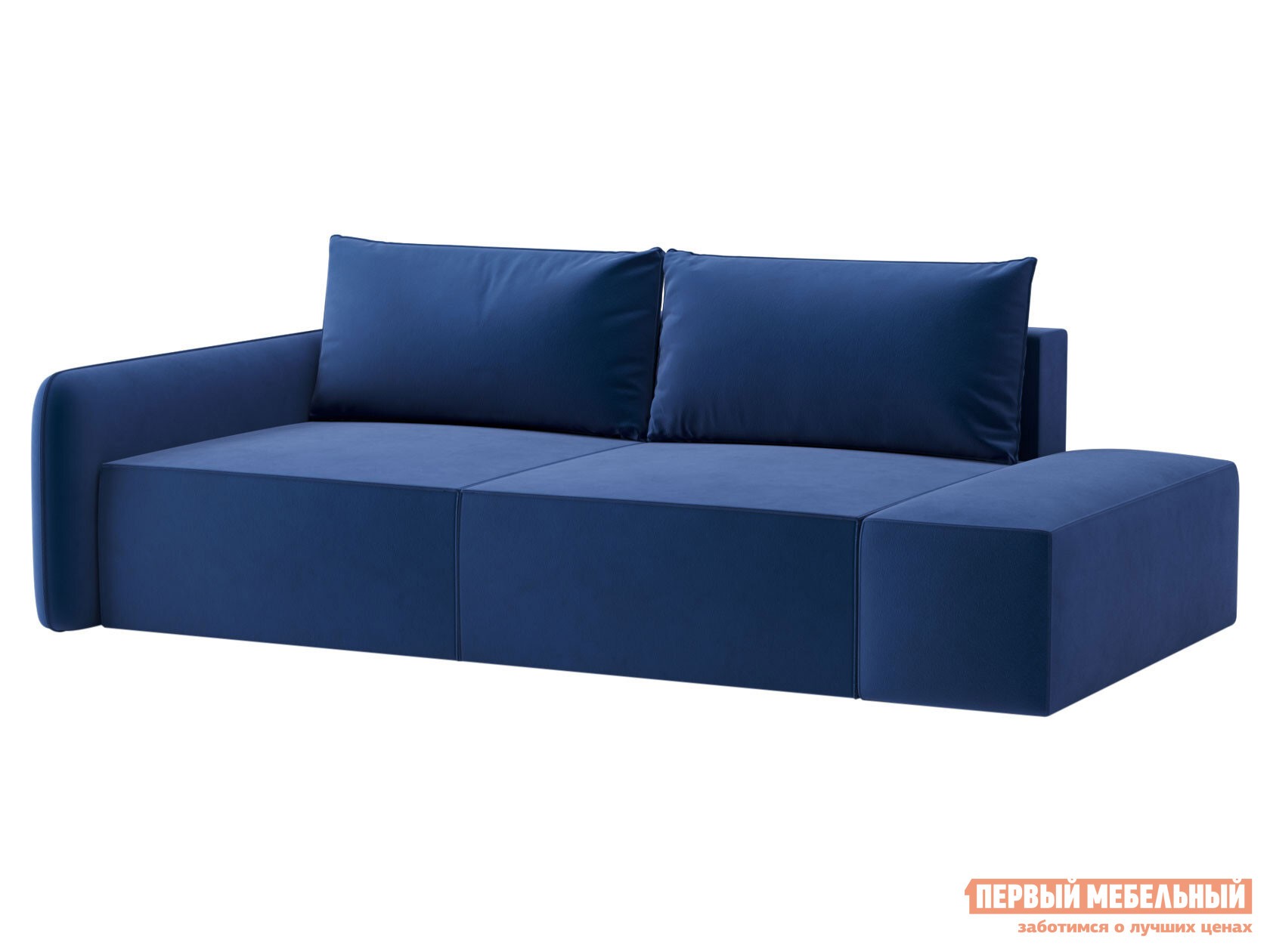 Прямой диван  Портленд Синий, велюр, Правая