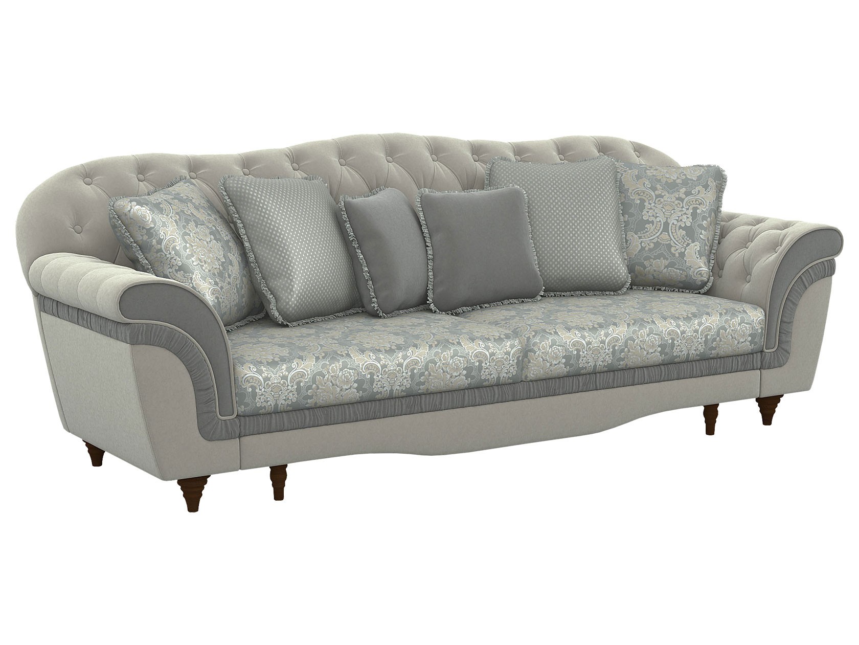 Прямой диван  Барокко Серебро, велюр/жаккард