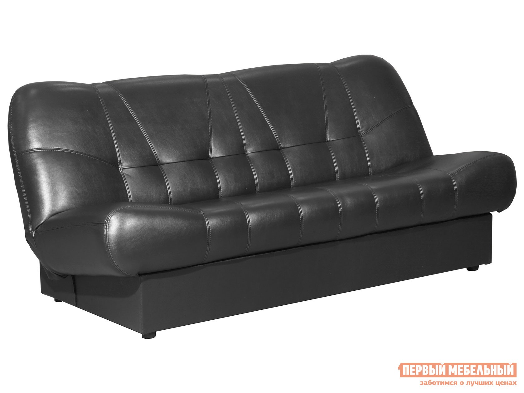 Прямой диван  Вега Черный, экокожа