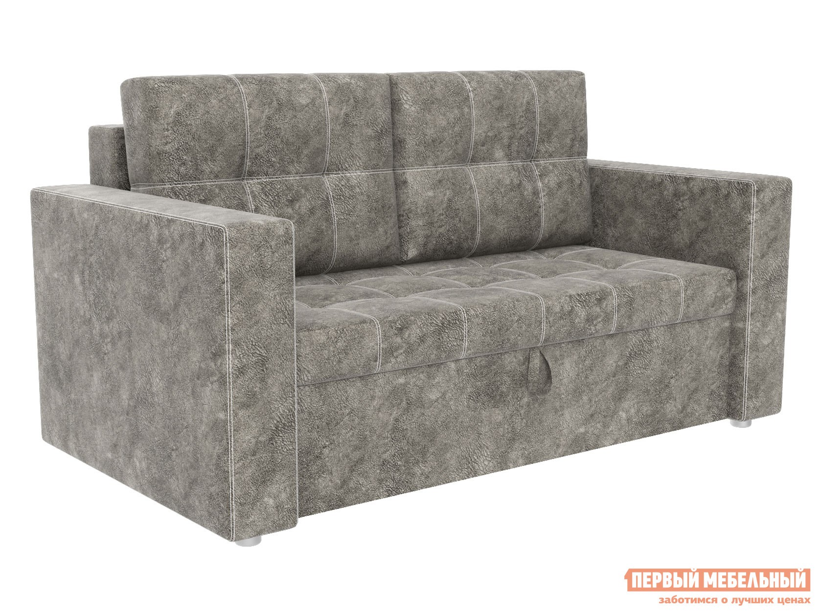 Прямой диван  Смарт Серый, велюр