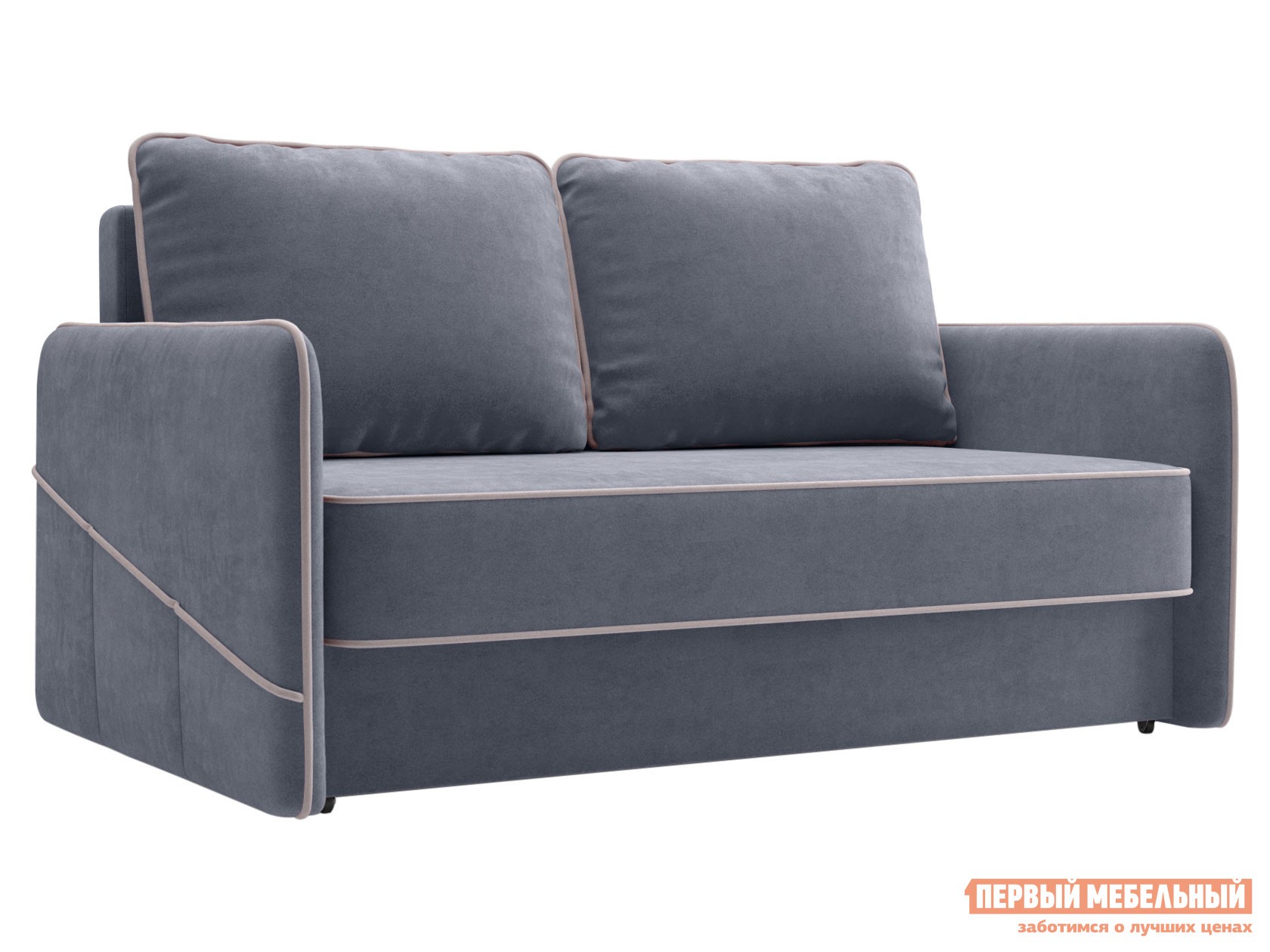 Прямой диван  Саймона Мини Темно-серый, велюр