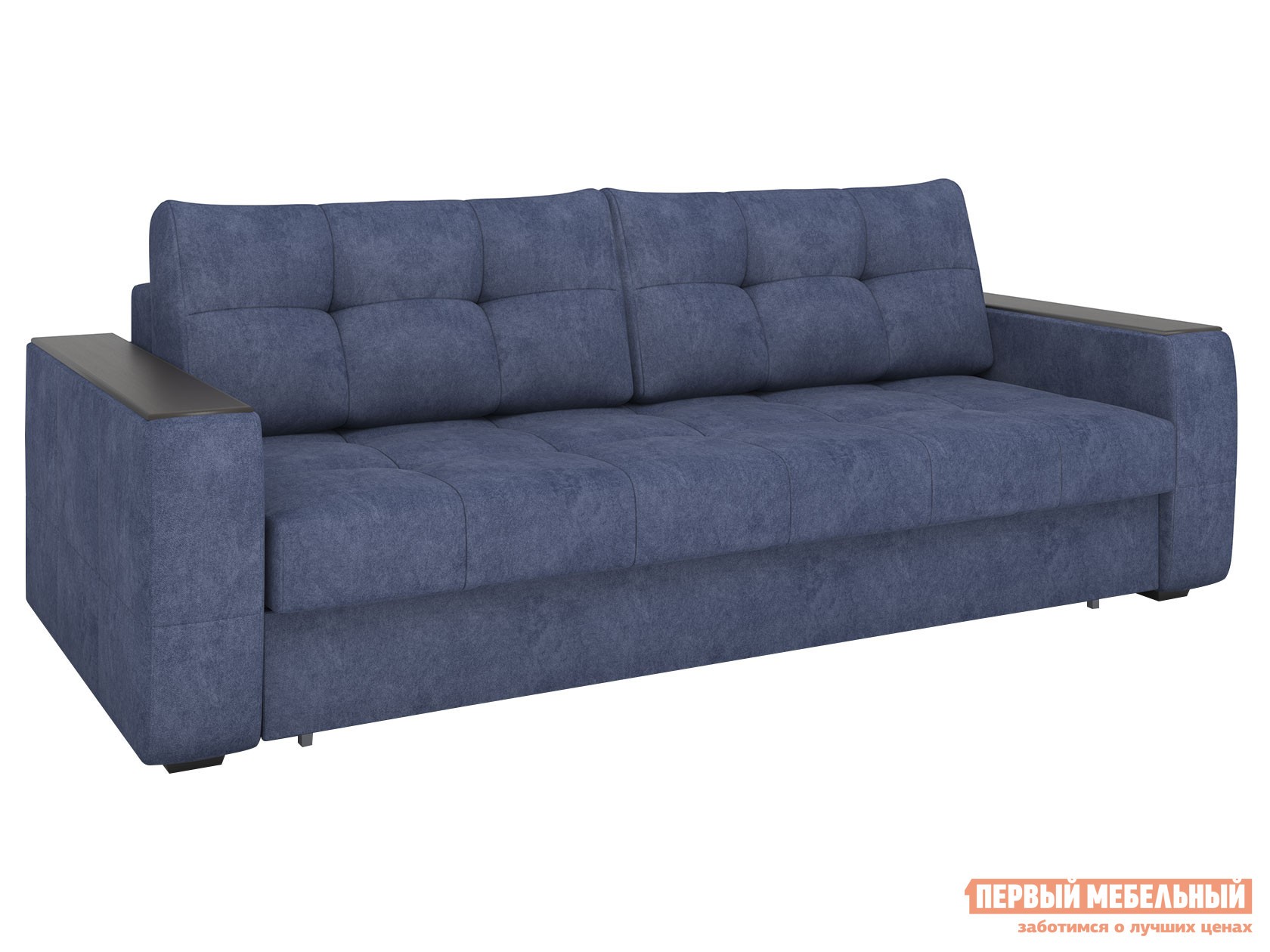 Прямой диван  Сити Синий, велюр