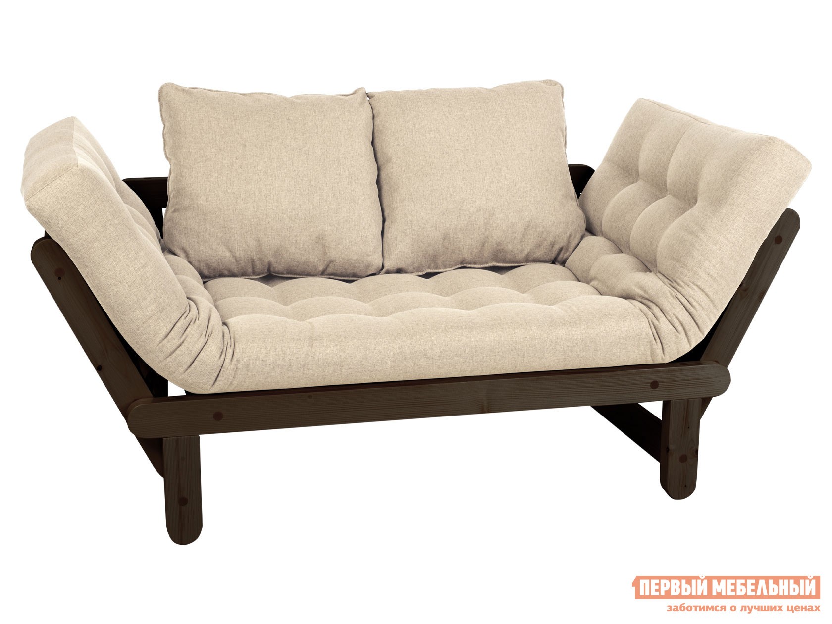 Прямой диван  Сламбер Белый, рогожка, Венге, Без ящика