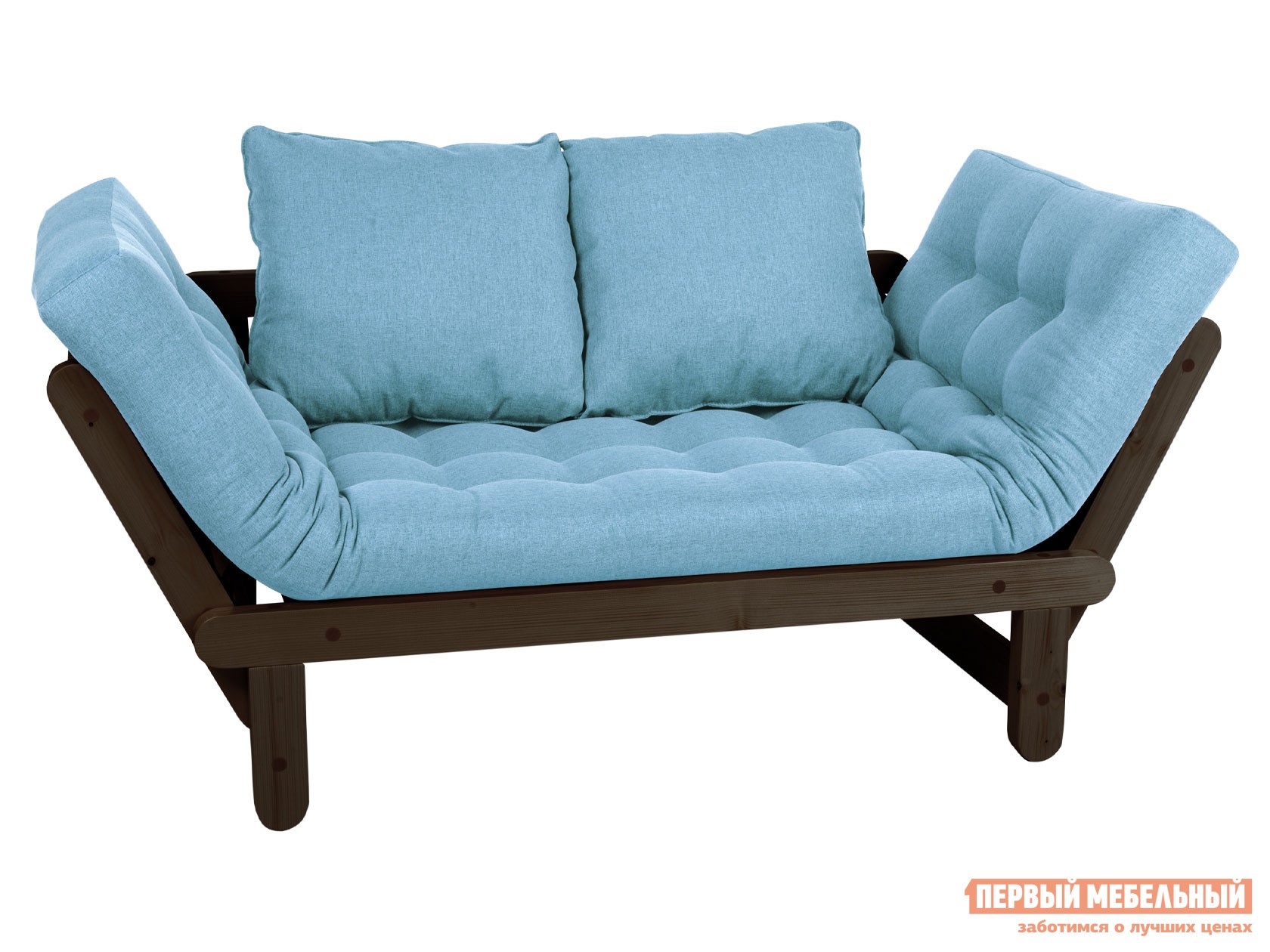 Прямой диван  Сламбер Голубой, рогожка, Венге, Без ящика