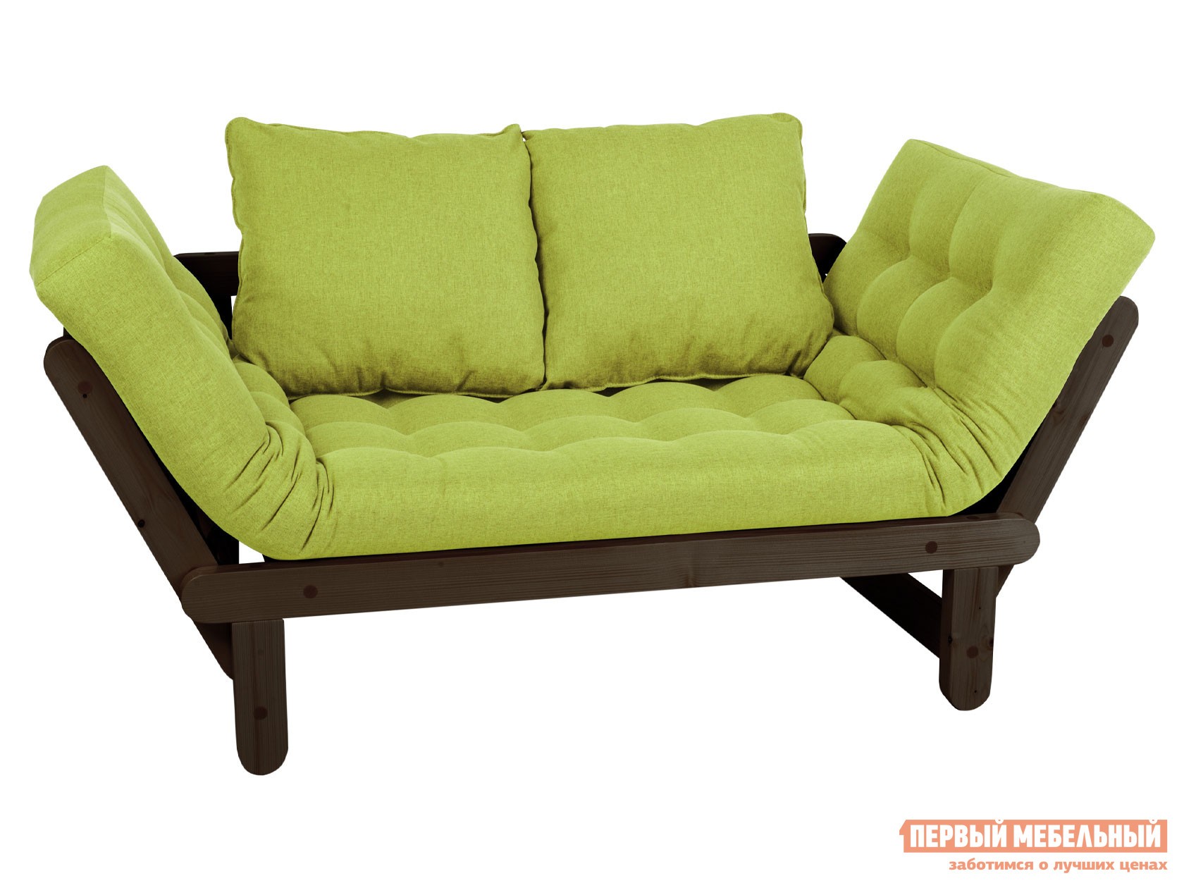 Прямой диван  Сламбер Салатовый, рогожка, Венге, Без ящика