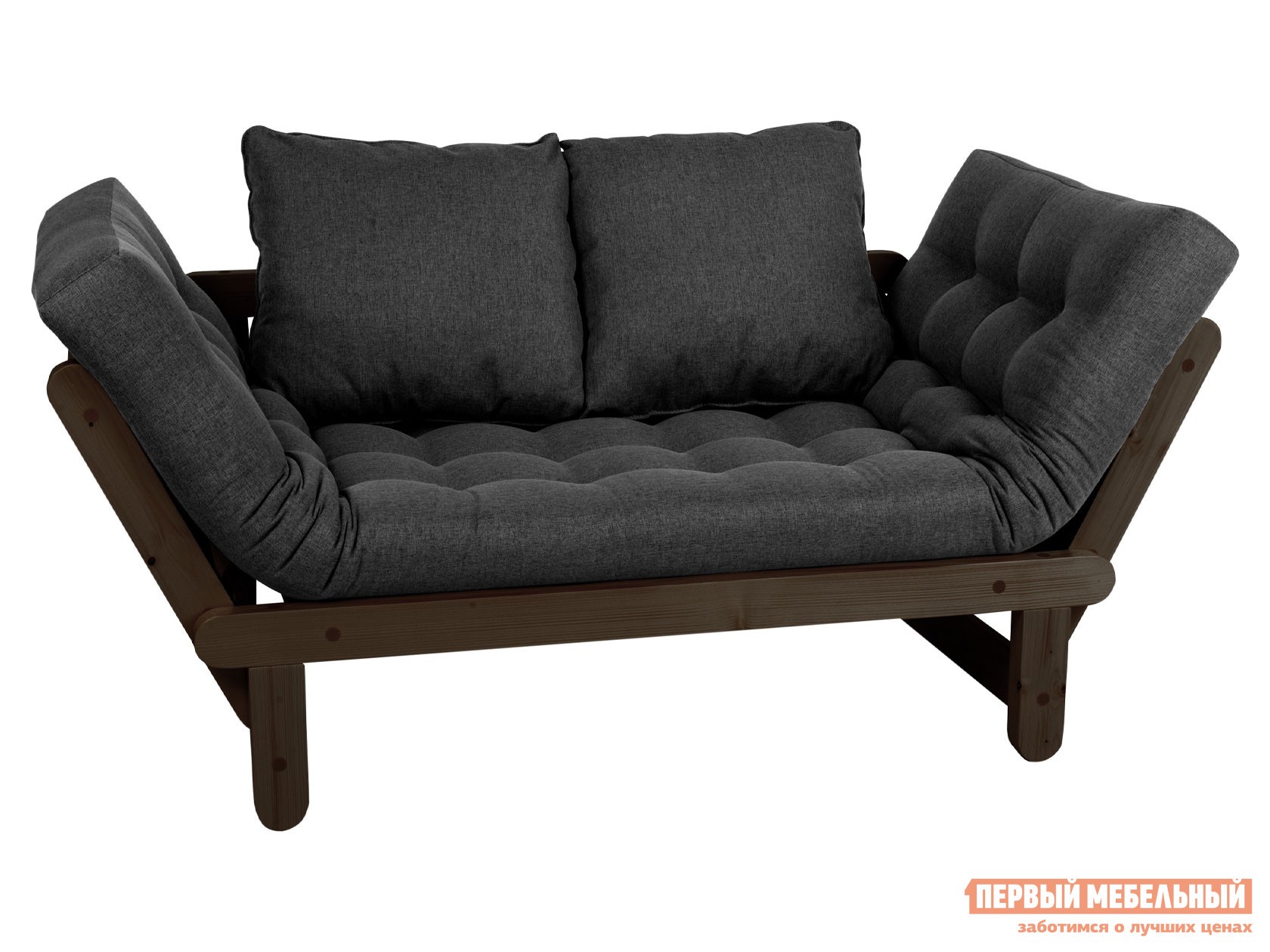 Прямой диван  Сламбер Черный, рогожка, Венге, Без ящика