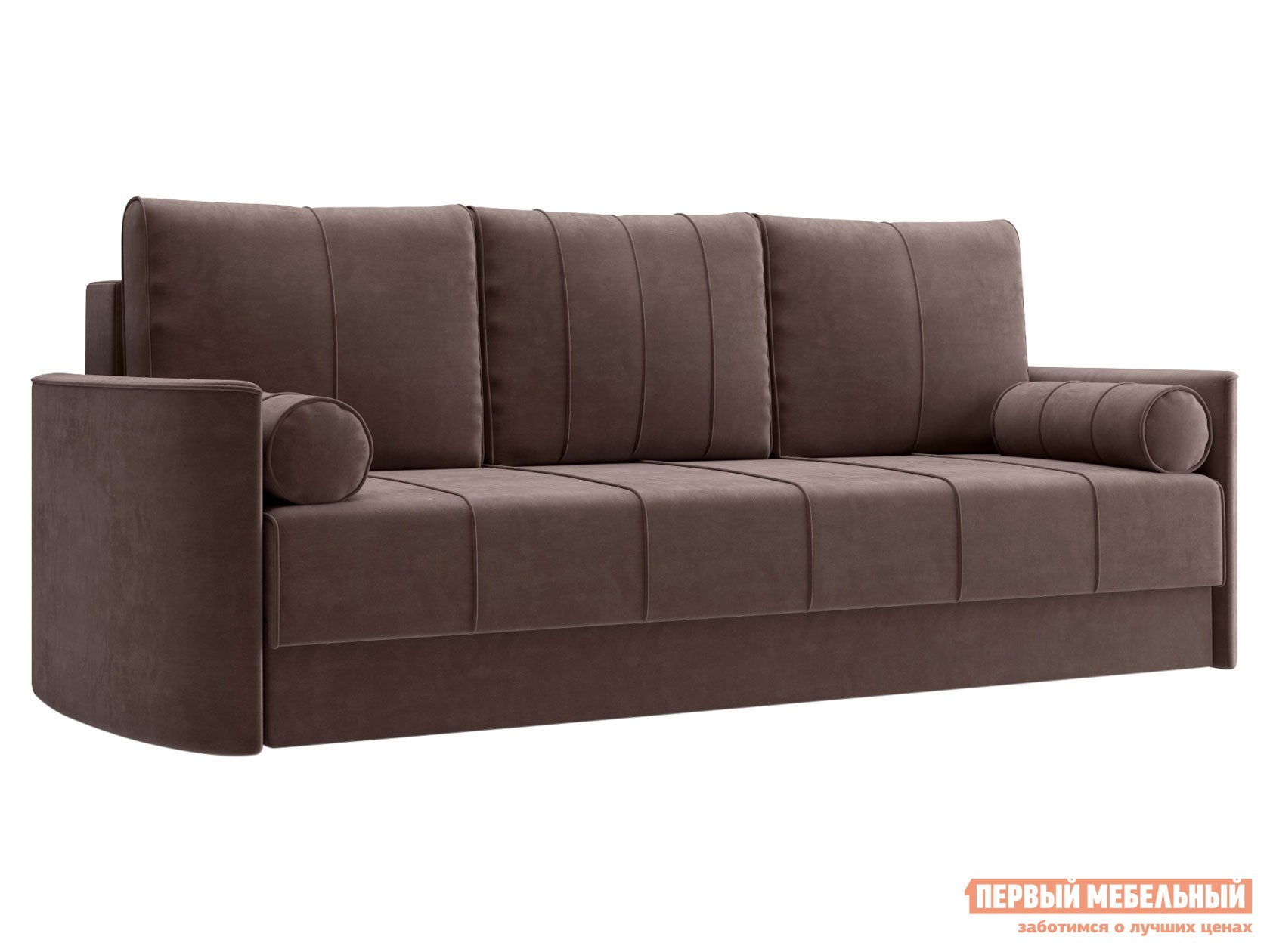 Прямой диван  Айви Коричневый, велюр, Независимый пружинный блок