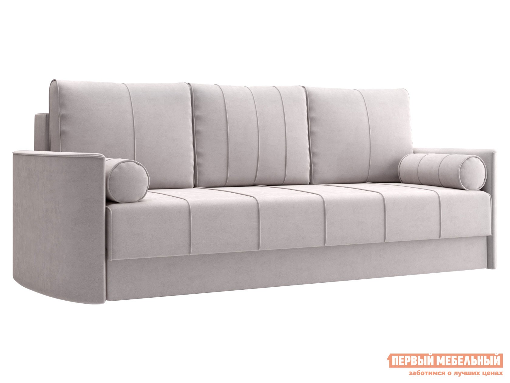 Прямой диван  Амми Бежевый, велюр, Независимый пружинный блок