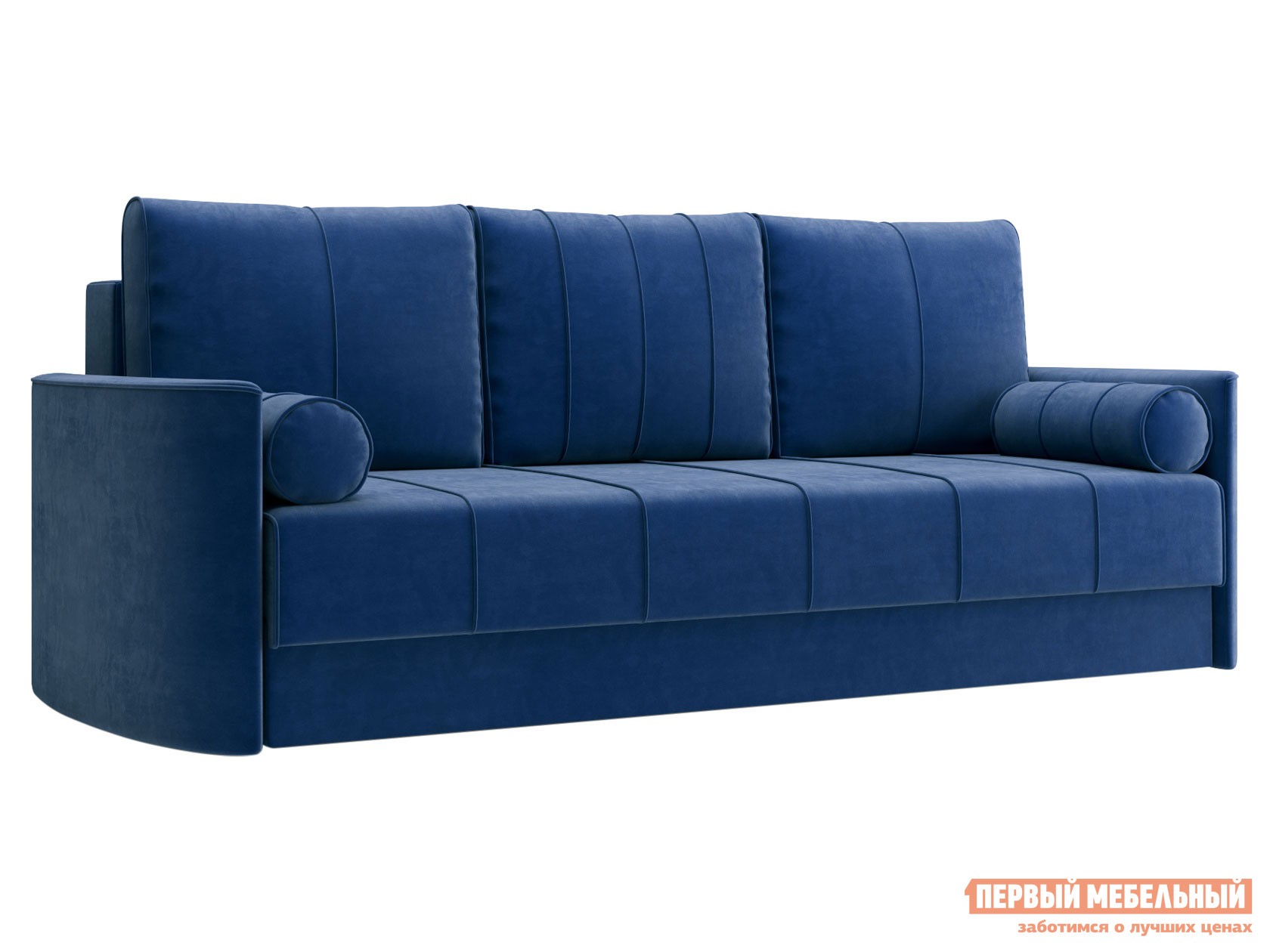 Прямой диван  Амми Синий, велюр, Пенополиуретан