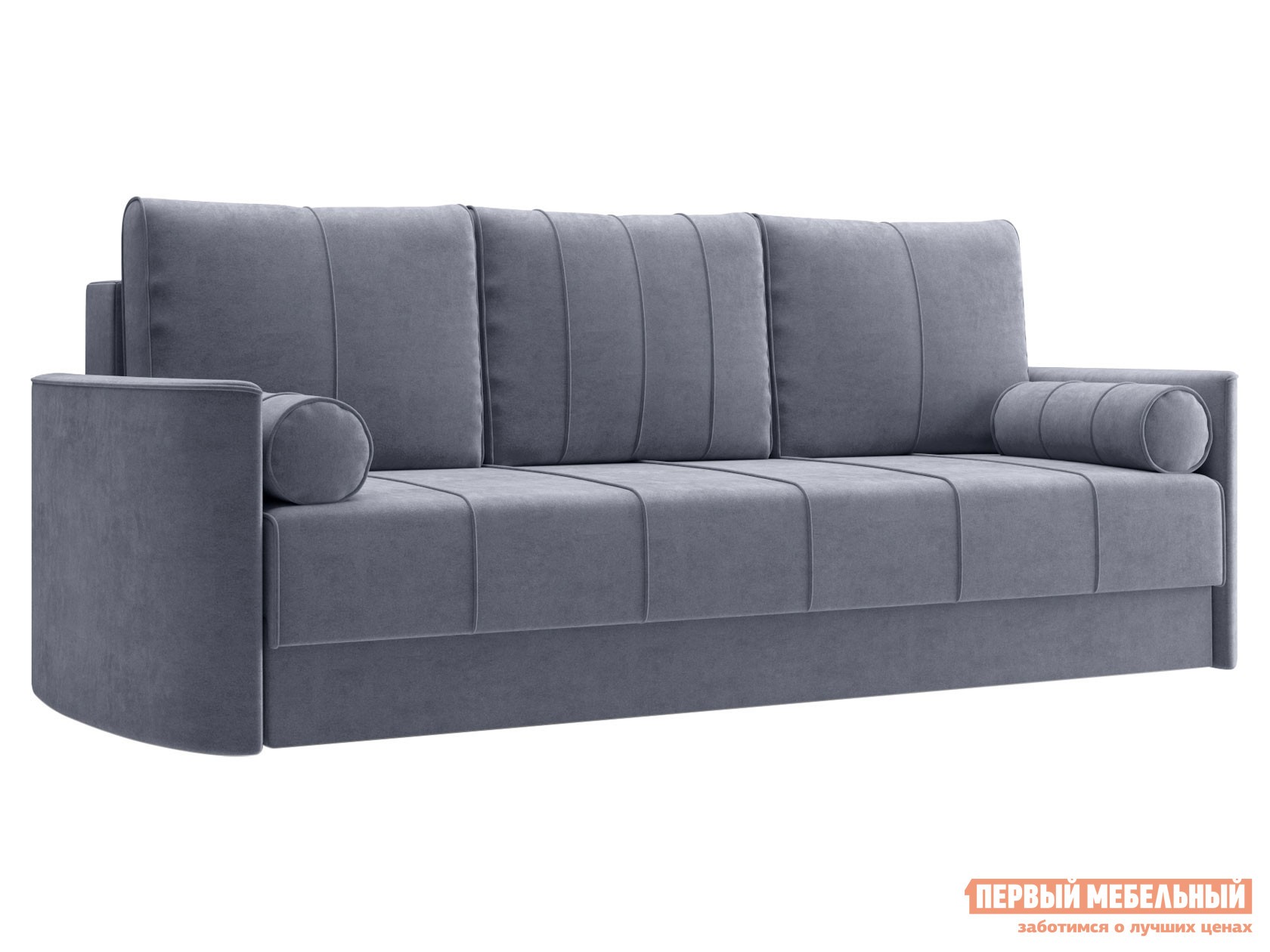 Прямой диван  Амми Серый, велюр, Пенополиуретан