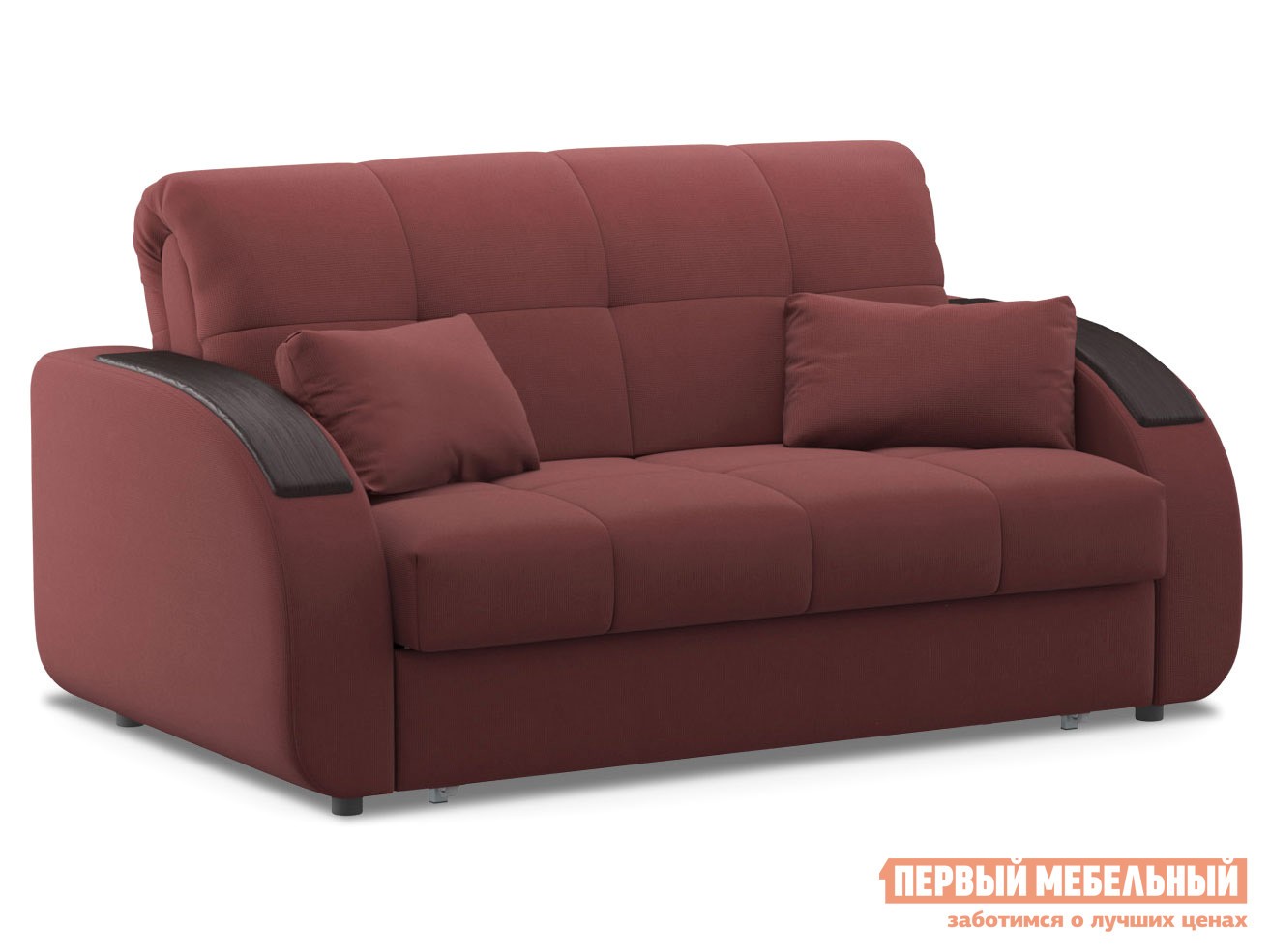 Прямой диван  Уильям Бордо, велюр, 140х200 см, Независимый пружинный блок, Без ящика