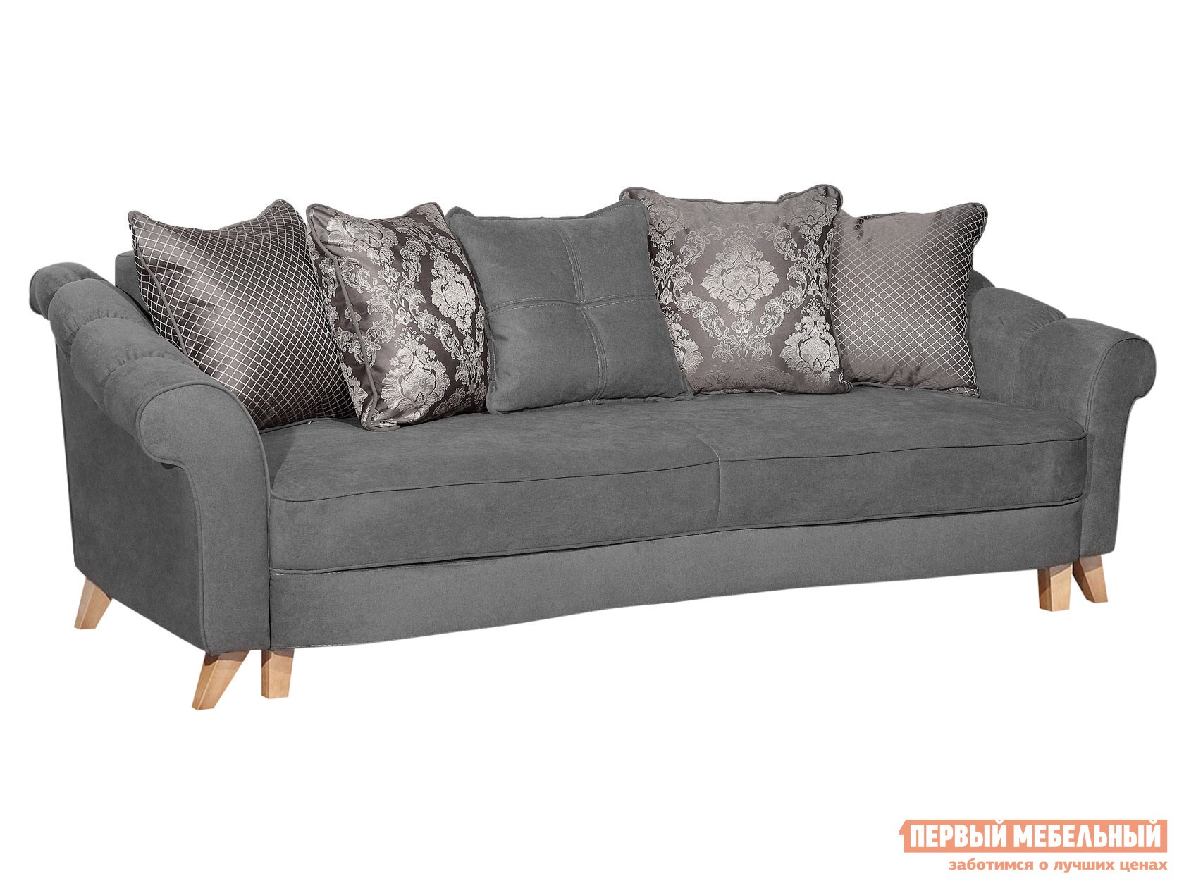 Прямой диван  Николя Серый, рогожка/жаккард