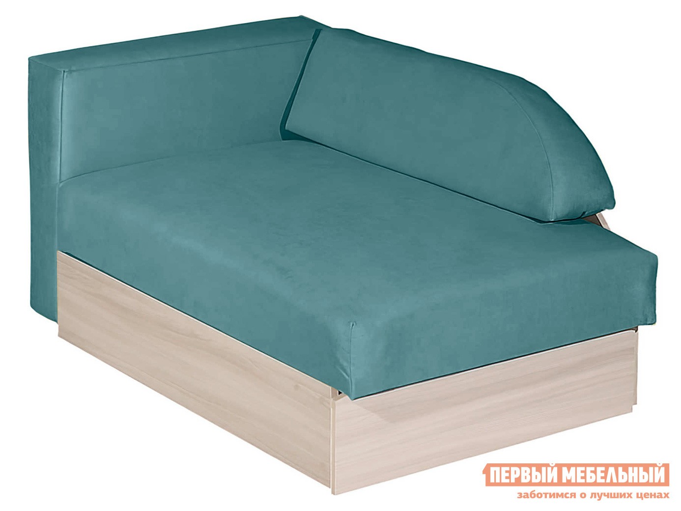 Прямой диван  Доминго Аквамарин, микровелюр, Левая