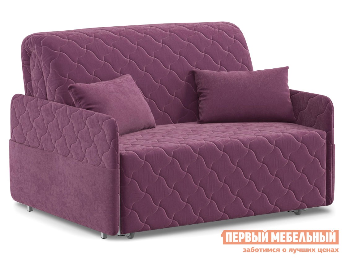 Прямой диван  Тино 120х200 см, Независимый пружинный блок, Фиолетовый, велюр, С ящиком