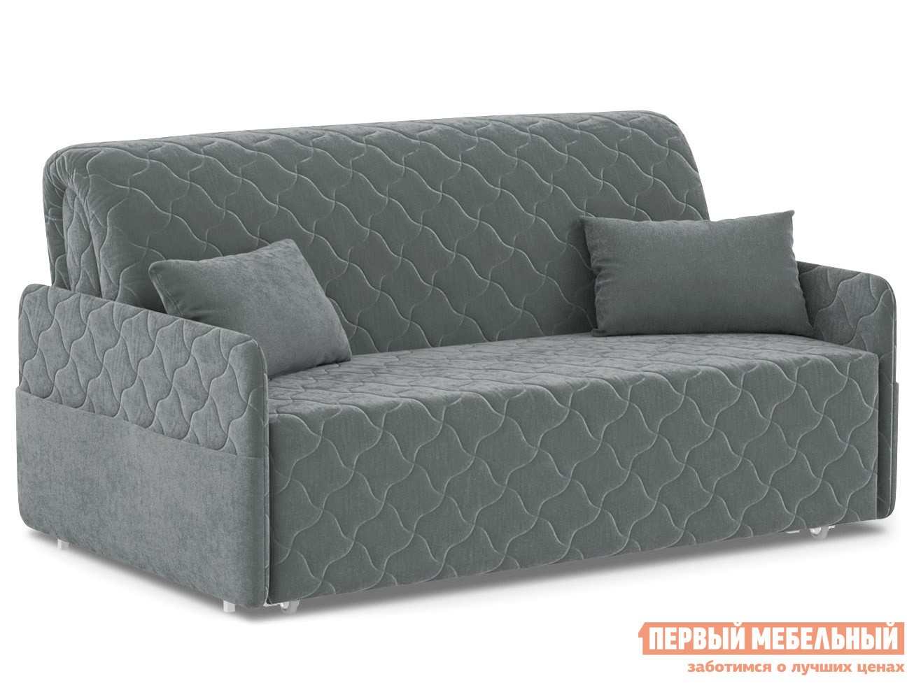 Прямой диван  Тино 160х200 см, Независимый пружинный блок, Серый, велюр, С ящиком