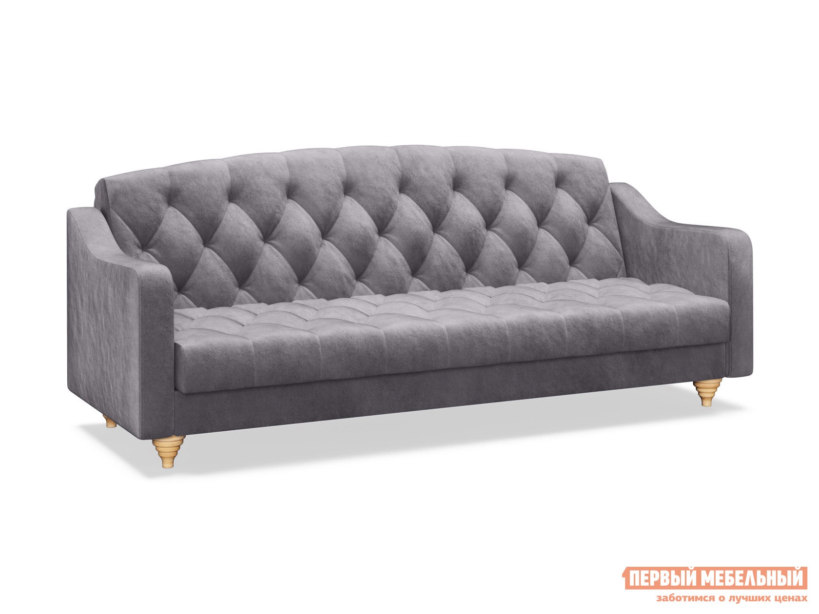 Прямой диван  Сапфир Серо-бежевый, велюр