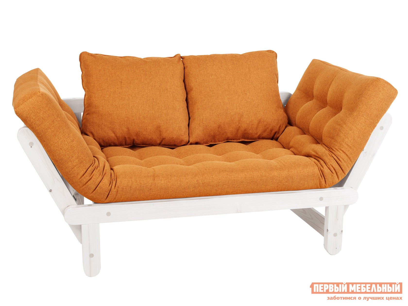 Прямой диван  Сламбер Бокс Дуб беленый, Оранжевый, рогожка