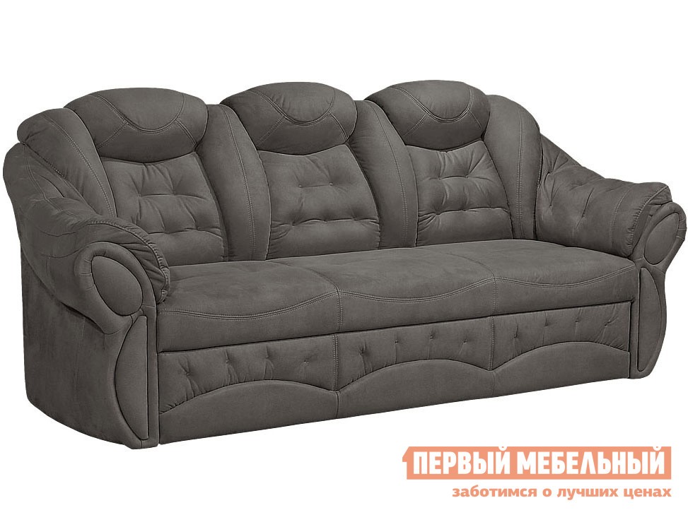 Прямой диван  Маркус Серый, искусственная замша