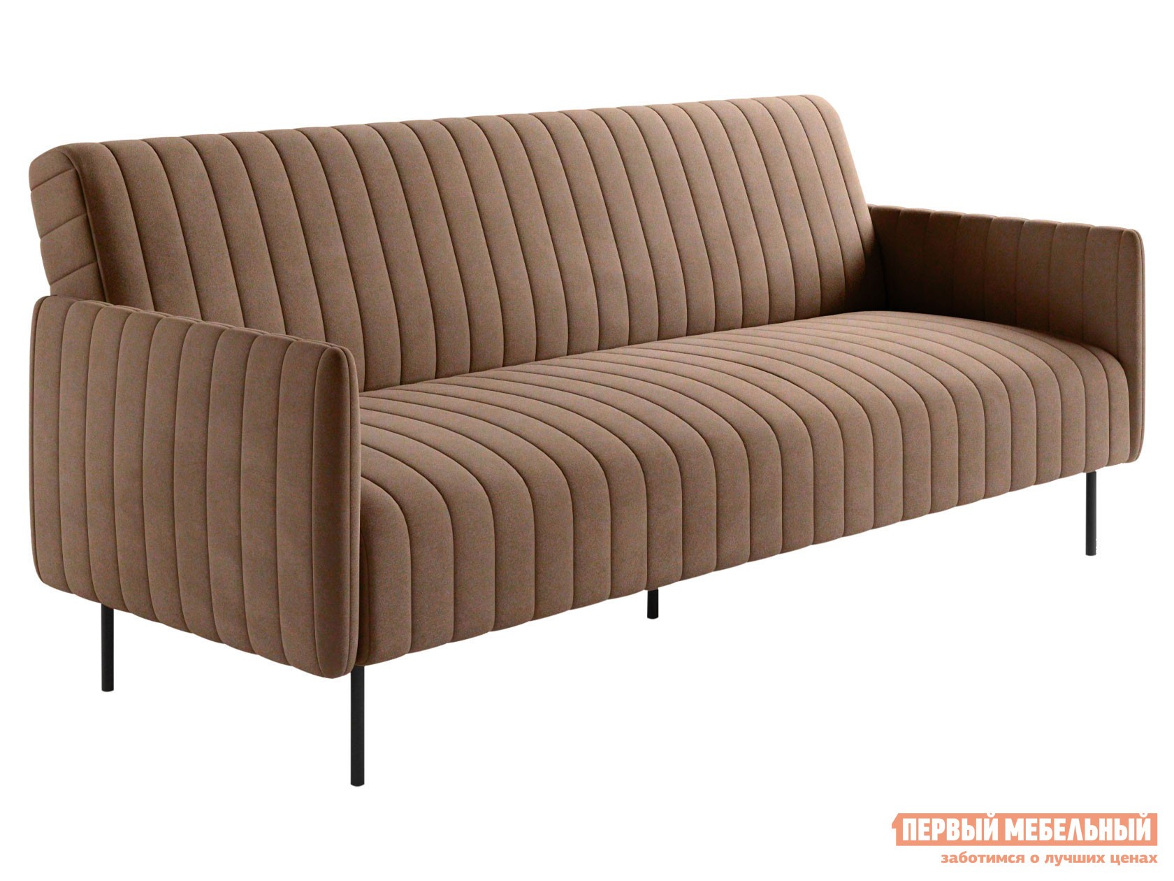 Прямой диван  Стенли Коричневый, велюр