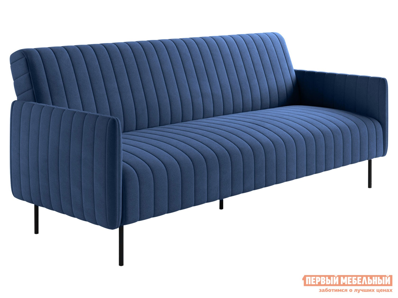 Прямой диван  Стенли Синий, велюр