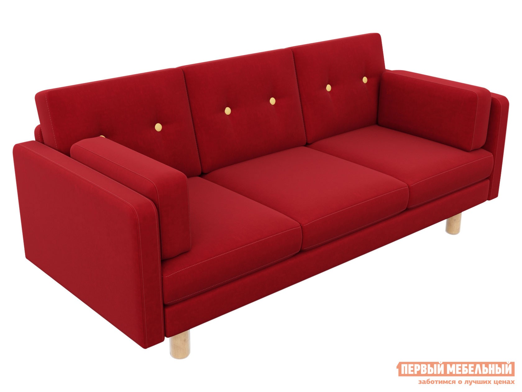 Прямой диван  Ингвар Красный, велюр